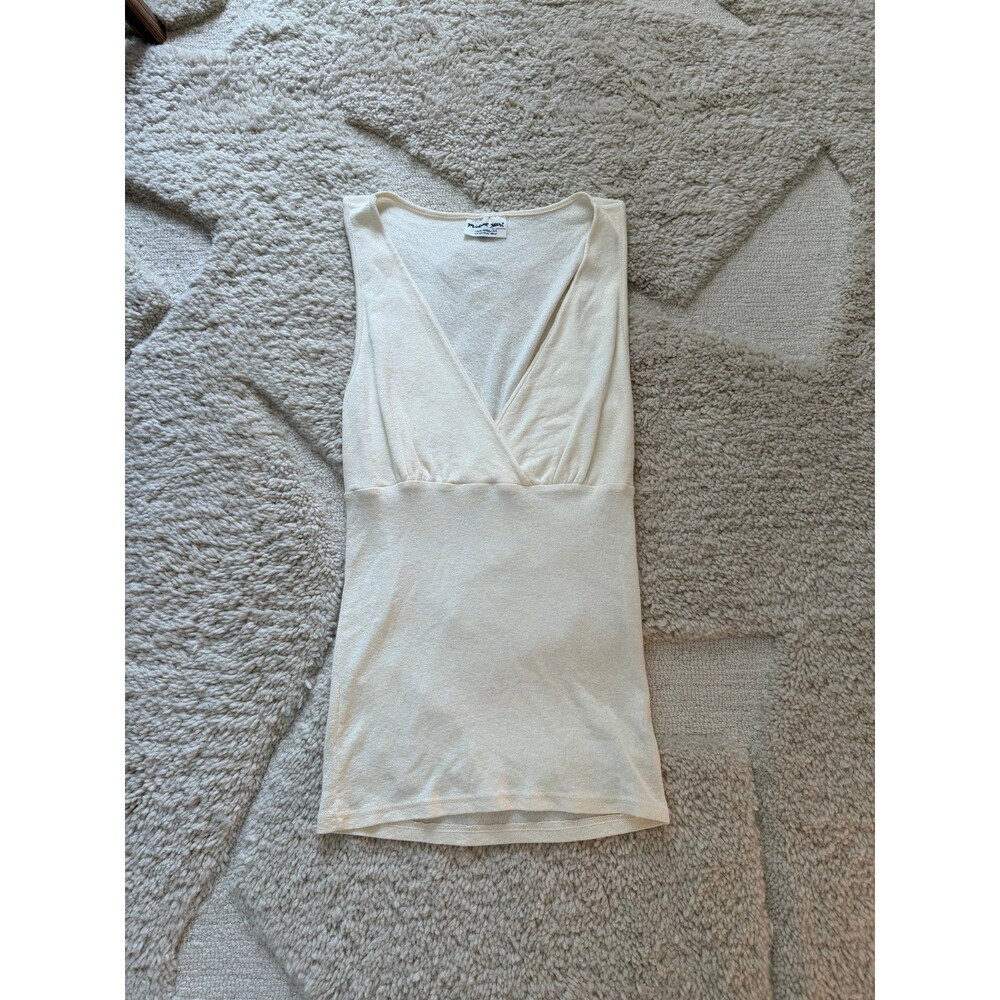 Vintage Michael Stars Cream Surplice Wrap Tank Top Made In USA Y2K